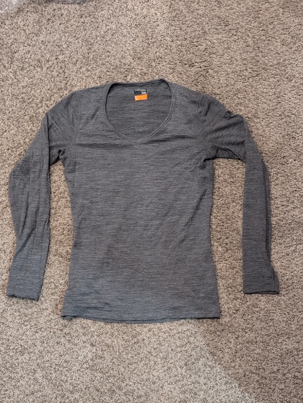 Icebreaker Women's 200 Oasis V-neck Long Sleeve Gray Base Layer Top
